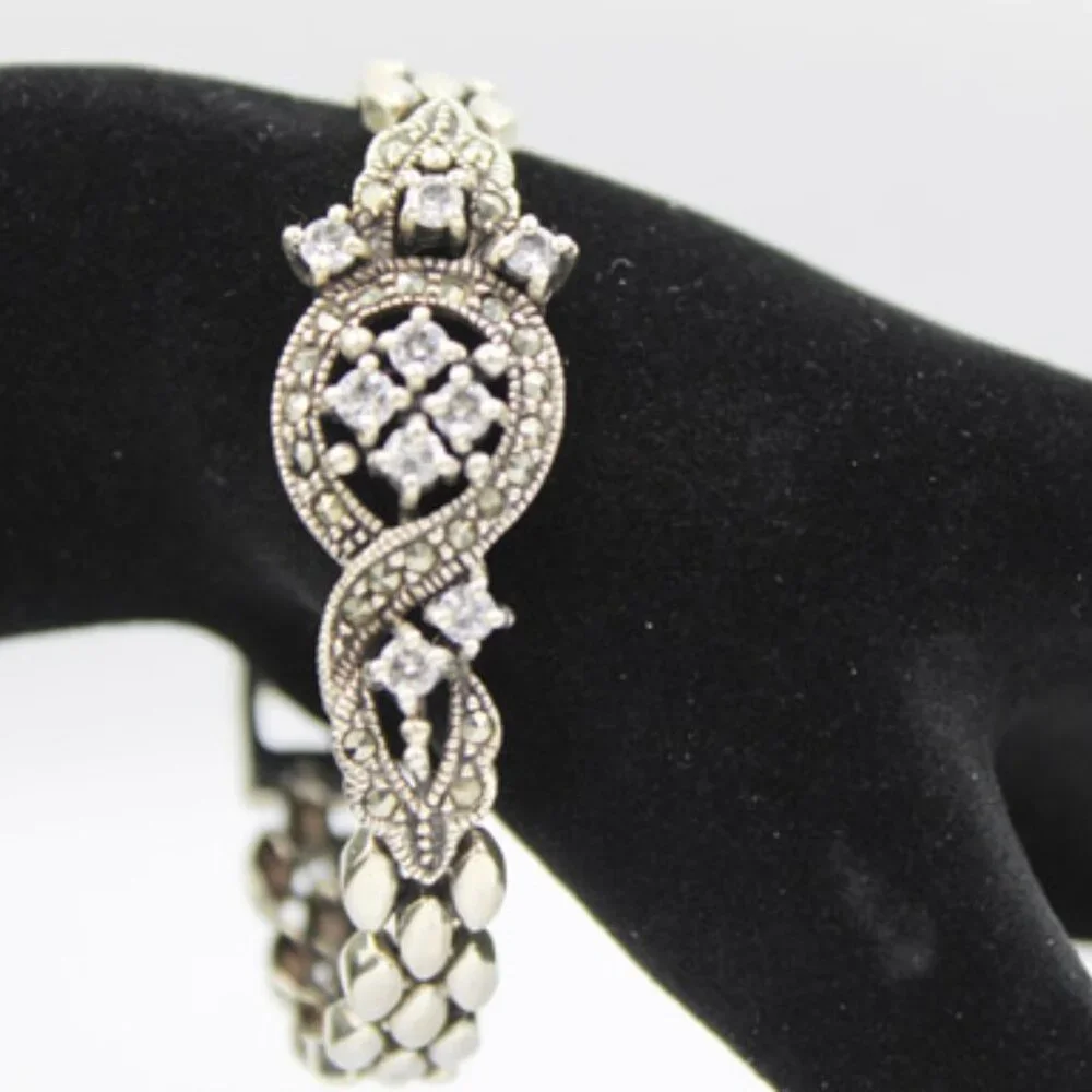 925 Marcasite Rhinestone Bracelet - Picture 5 of 8